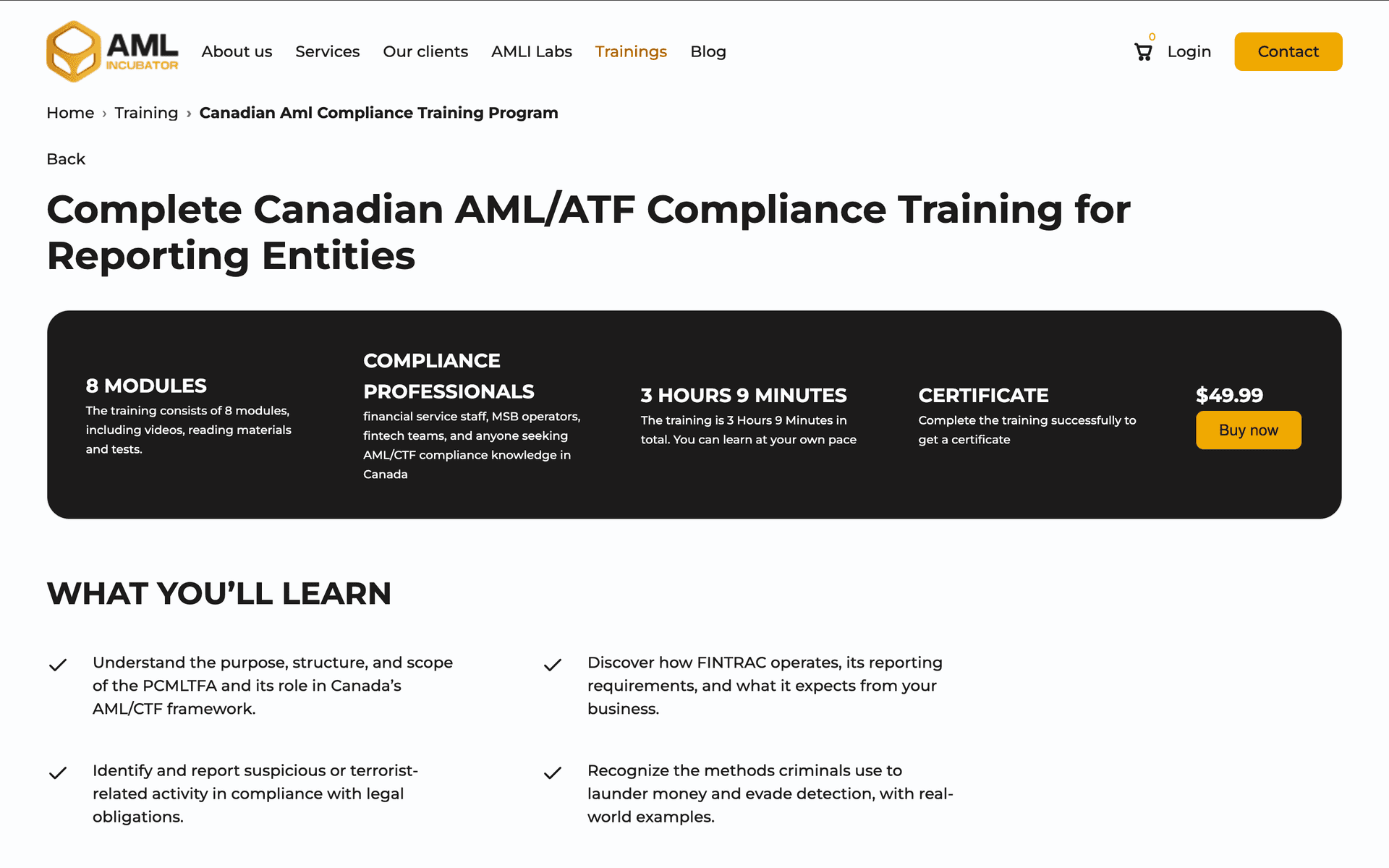 AML Incubator screenshot 2