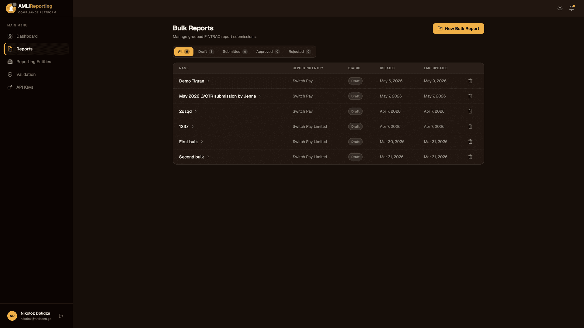 AMLI Reporting screenshot 1